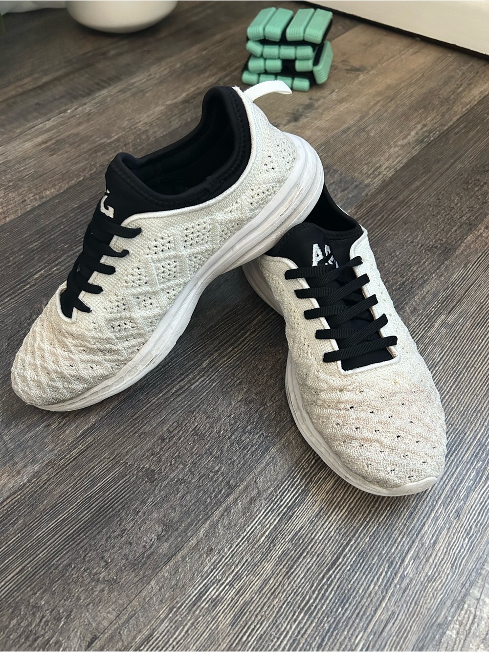 APL Women’s Knit Athletic Shoes in White and Black